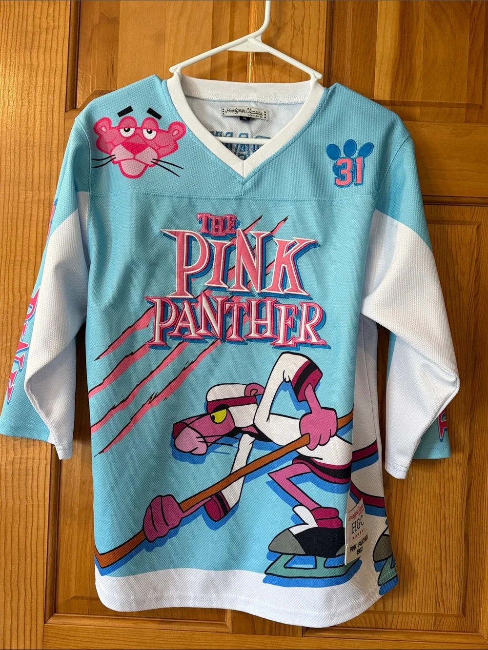 Pink Panther Jersey in Light Blue & White by Headgear Classics